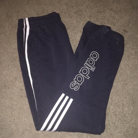 Adidas Classic 3 Stripe Sweatpants Navy Blue with White Stripes - Picture 1 of 5